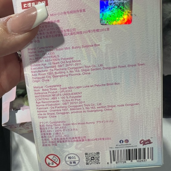 Authentic Baby Three Super Mini Bunny -letter N Cute Purple Bunny Plush Keychain - Picture 6 of 6